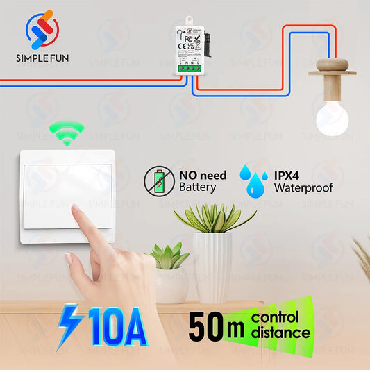 Mini Wireless Remote Control Light Switch 110V 220V 230V No Battery Required Self Powered Wireless Wall Switch Kinetic Switch