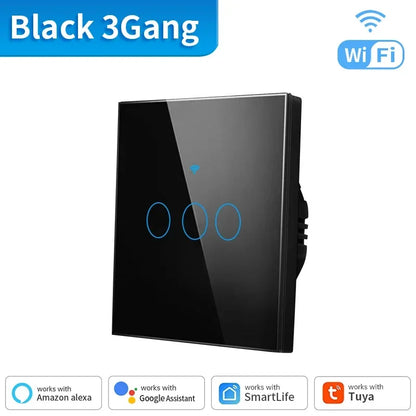 TNCE Tuya WIFI Smart RF433 Wall Galss Panel Switch EU 1/2/3/4 Gang Smart life App Voice Control Work With Alexa Google Home