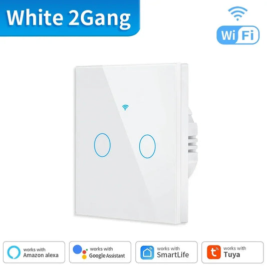 TNCE Tuya WIFI Smart RF433 Wall Galss Panel Switch EU 1/2/3/4 Gang Smart life App Voice Control Work With Alexa Google Home