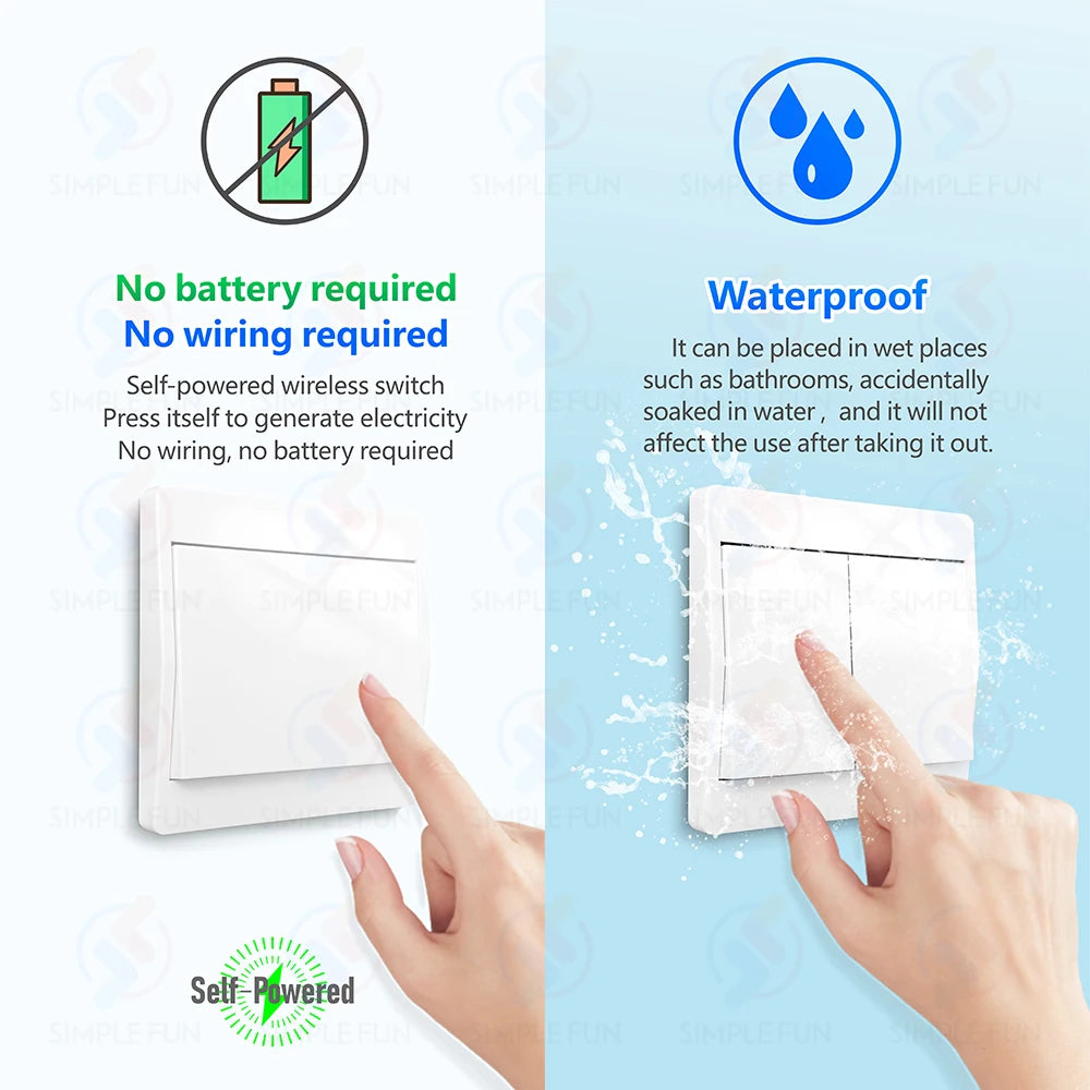 Mini Wireless Remote Control Light Switch 110V 220V 230V  No Battery Required Self Powered Wireless Wall Switch Kinetic Switch