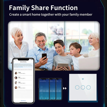 TNCE Tuya WIFI Smart RF433 Wall Galss Panel Switch EU 1/2/3/4 Gang Smart life App Voice Control Work With Alexa Google Home