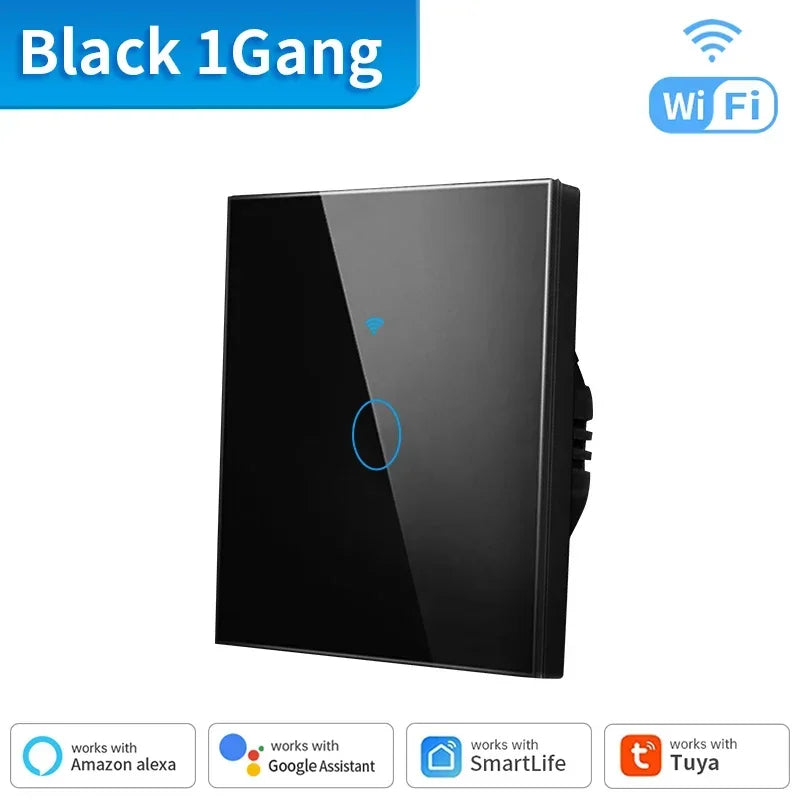 TNCE Tuya WIFI Smart RF433 Wall Galss Panel Switch EU 1/2/3/4 Gang Smart life App Voice Control Work With Alexa Google Home