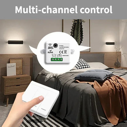 TNCE Wireless Light Switch RF433 Relay Receiver, 433Mhz Mini Remote Control, 1/2/3Gang Wall Transmitter Interruptor,Led Lamp Fan
