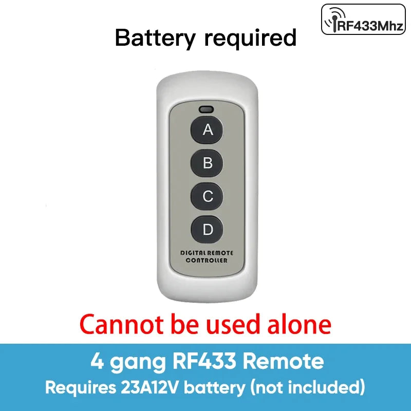 TNCE Wireless Light Switch RF433 Relay Receiver, 433Mhz Mini Remote Control, 1/2/3Gang Wall Transmitter Interruptor,Led Lamp Fan