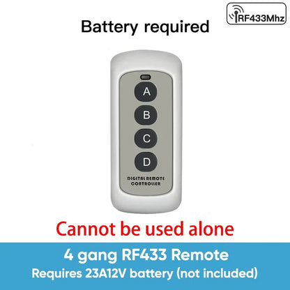 TNCE Wireless Light Switch RF433 Relay Receiver, 433Mhz Mini Remote Control, 1/2/3Gang Wall Transmitter Interruptor,Led Lamp Fan