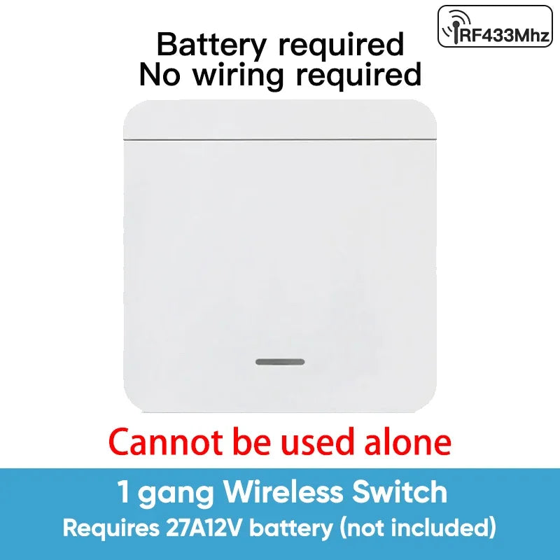 TNCE Wireless Light Switch RF433 Relay Receiver, 433Mhz Mini Remote Control, 1/2/3Gang Wall Transmitter Interruptor,Led Lamp Fan