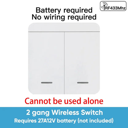 TNCE Wireless Light Switch RF433 Relay Receiver, 433Mhz Mini Remote Control, 1/2/3Gang Wall Transmitter Interruptor,Led Lamp Fan