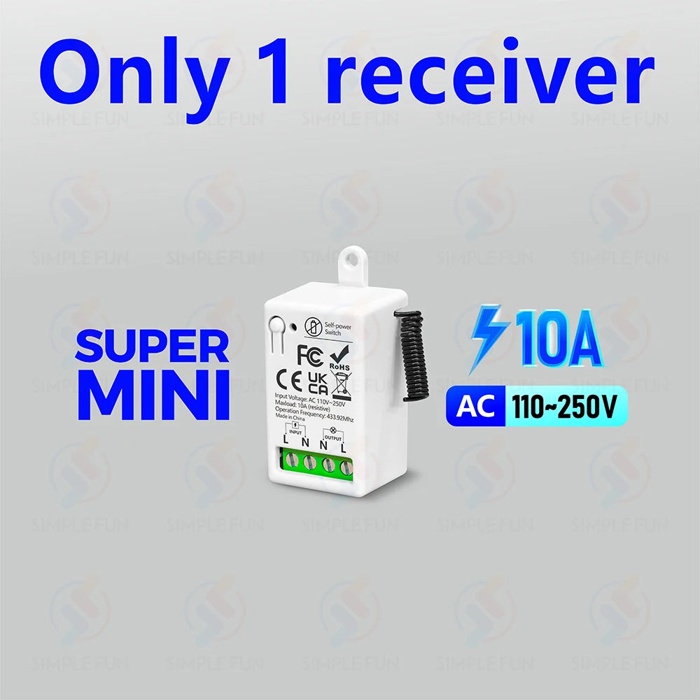 Mini Wireless Remote Control Light Switch 110V 220V 230V  No Battery Required Self Powered Wireless Wall Switch Kinetic Switch