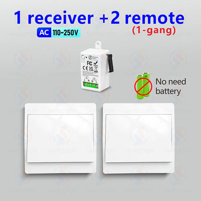 Mini Wireless Remote Control Light Switch 110V 220V 230V  No Battery Required Self Powered Wireless Wall Switch Kinetic Switch