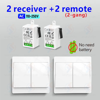 Mini Wireless Remote Control Light Switch 110V 220V 230V  No Battery Required Self Powered Wireless Wall Switch Kinetic Switch