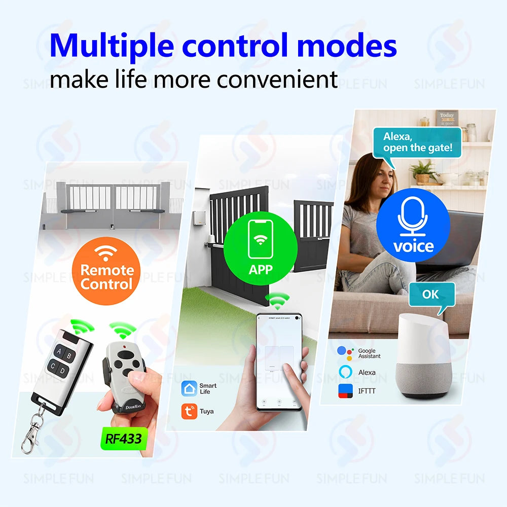 WiFi RF Garage Gate Sliding Door Opener Tuya DIY Smart Switch for BFT FAAC etc 433Mhz Remote Control Switch 12V 24V Relay Module