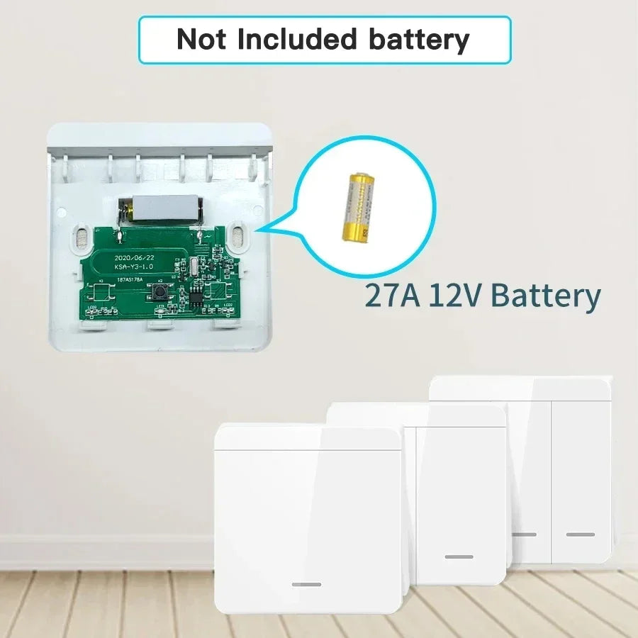TNCE Wireless Light Switch RF433 Relay Receiver, 433Mhz Mini Remote Control, 1/2/3Gang Wall Transmitter Interruptor,Led Lamp Fan