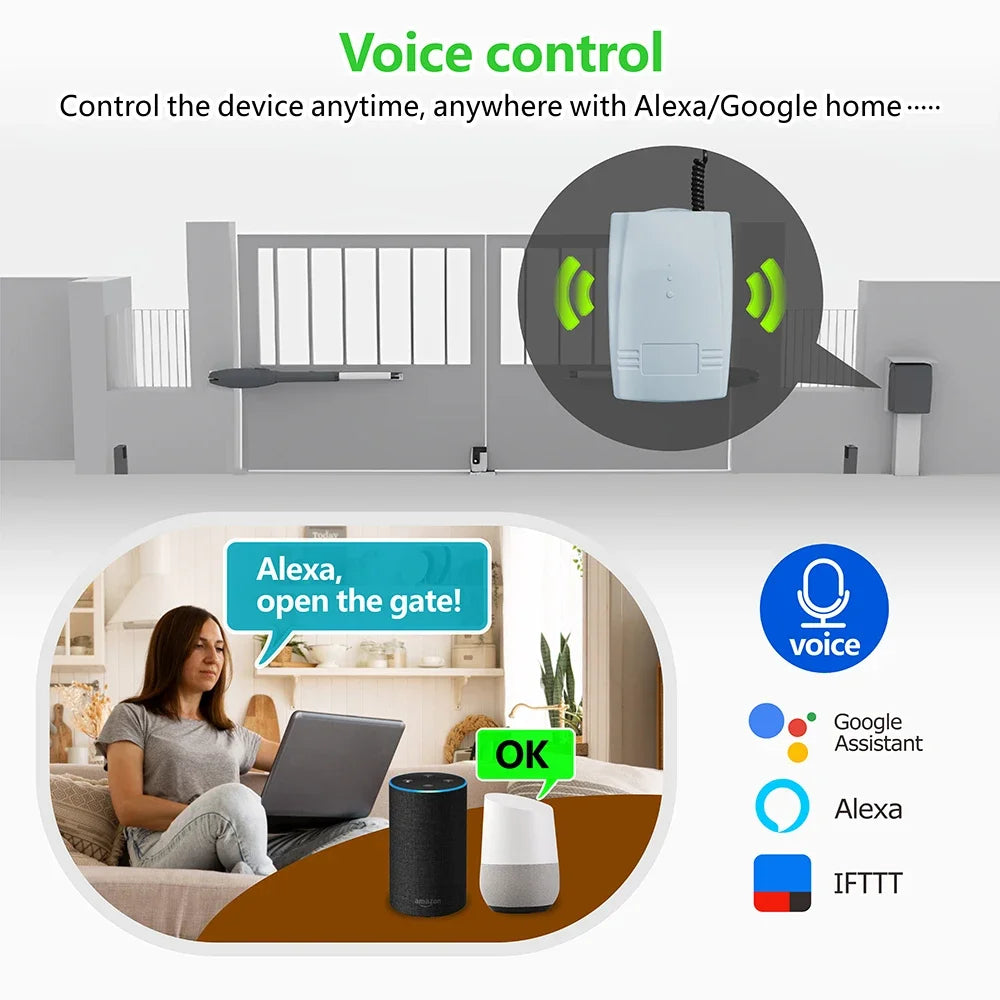 WiFi RF Garage Gate Sliding Door Opener Tuya DIY Smart Switch for BFT FAAC etc 433Mhz Remote Control Switch 12V 24V Relay Module