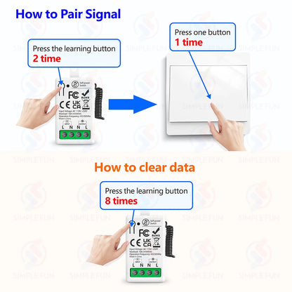 Mini Wireless Remote Control Light Switch 110V 220V 230V  No Battery Required Self Powered Wireless Wall Switch Kinetic Switch